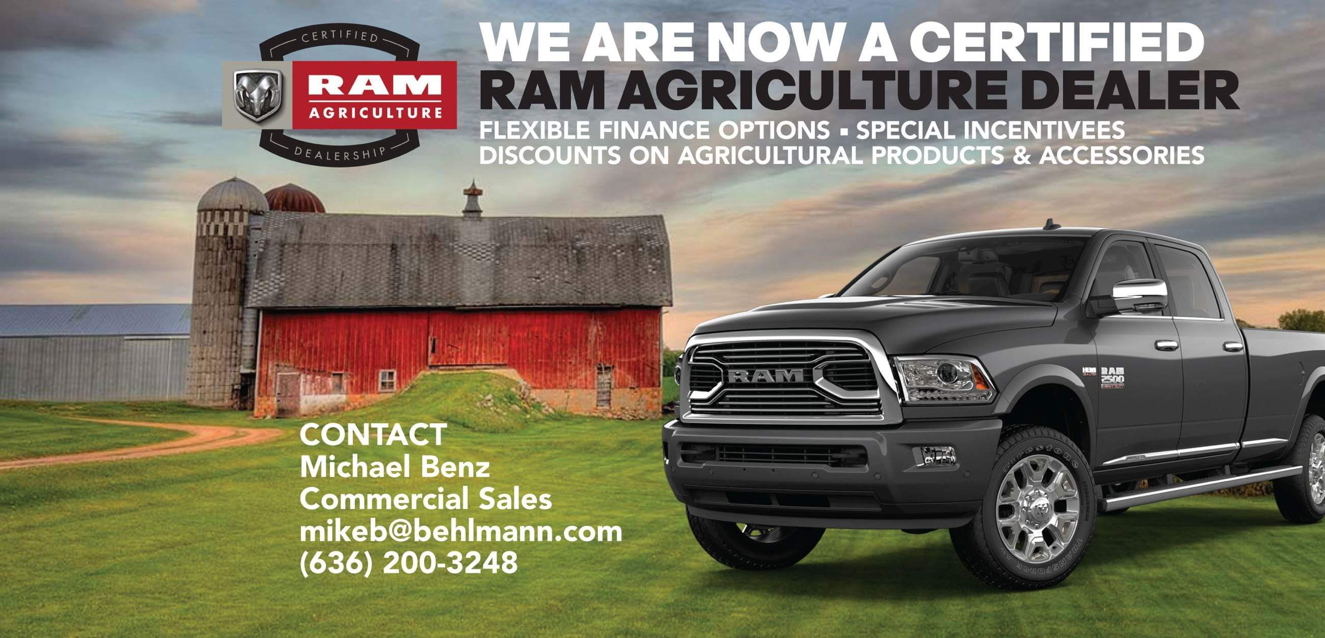 Behlmann CDJR is now a Certified Ram Agriculture Dealer.